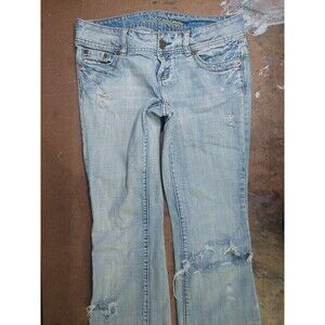 AMERICAN EAGLE OUTFITTERS BLUE WOMENS JEANS LEGGING SIZE 4 DISTRESSED